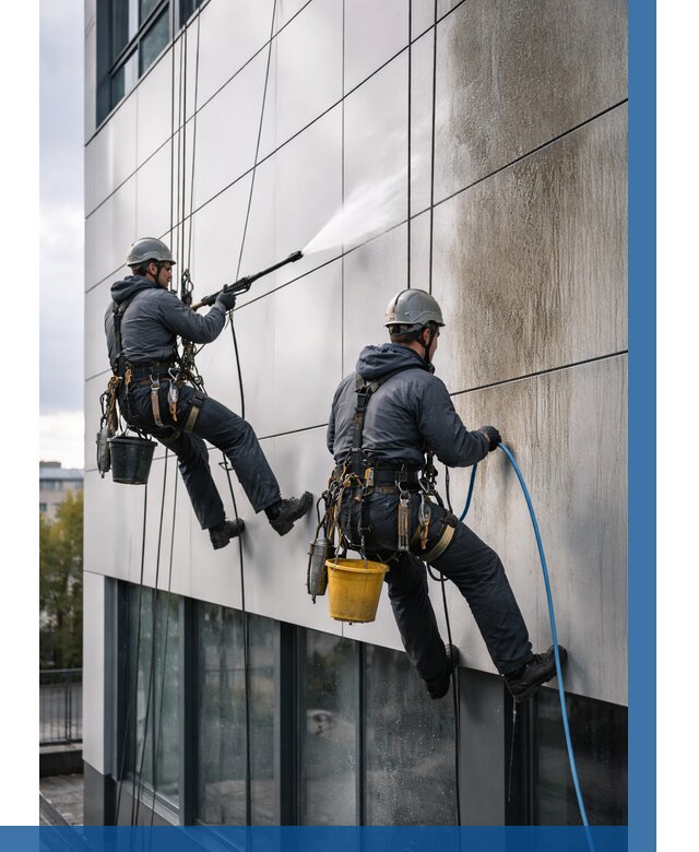 Мойка фасада из композита в Пскове по цене от 305 р. | ВЫСОТНИК-Пск