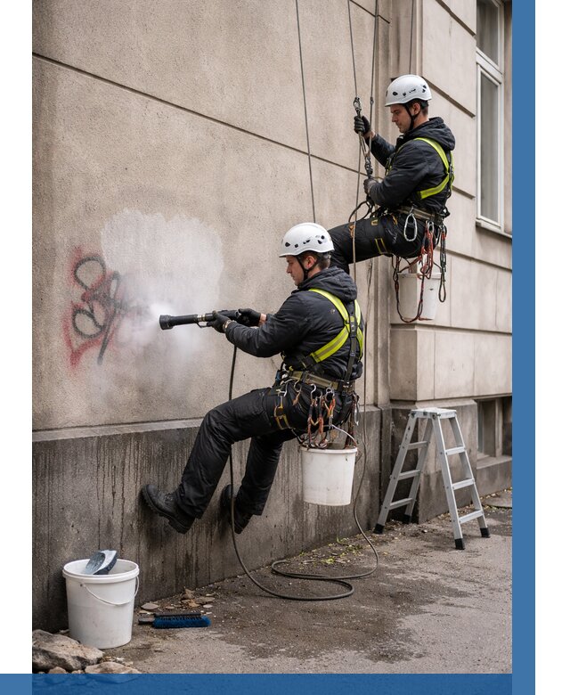 Удаление граффити с фасада в Пскове от 4568 р. | ВЫСОТНИК-Пск