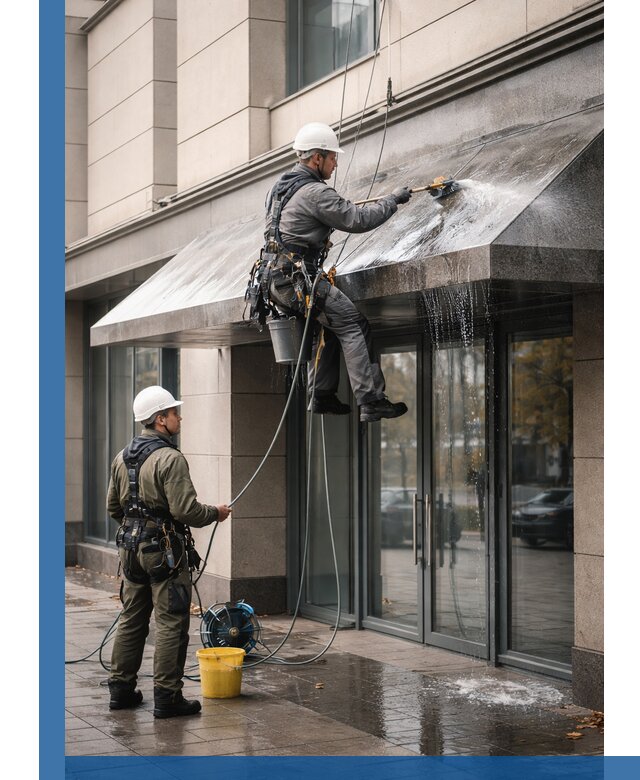 Профессиональная мойка козырьков и навесов в Пскове