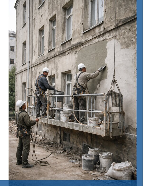 Капитальный ремонт фасада в Пскове от 4263 р. | ВЫСОТНИК-Пск