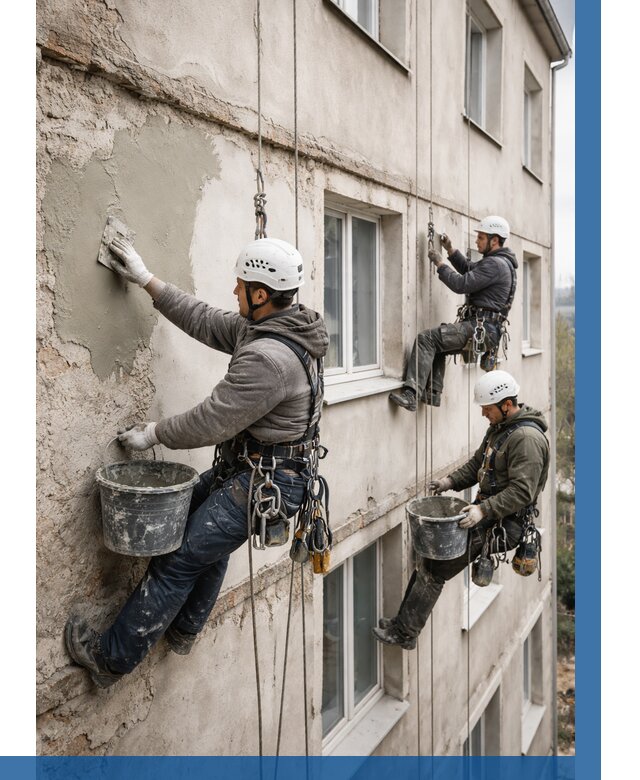 Ремонт штукатурного фасада в Пскове от 761 р. под ключ | ВЫСОТНИК-Пск