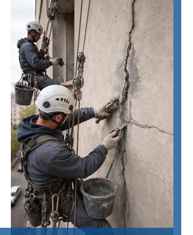 Заделка трещин на фасаде в Пскове от 914 р. | ВЫСОТНИК-Пск