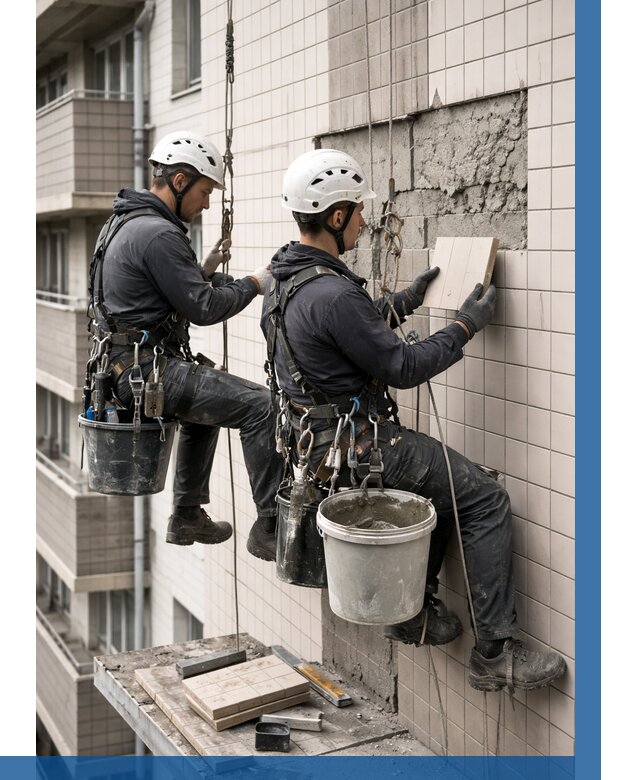 Ремонт облицовки фасада плиткой в Пскове от 1827 р. | ВЫСОТНИК-Пск