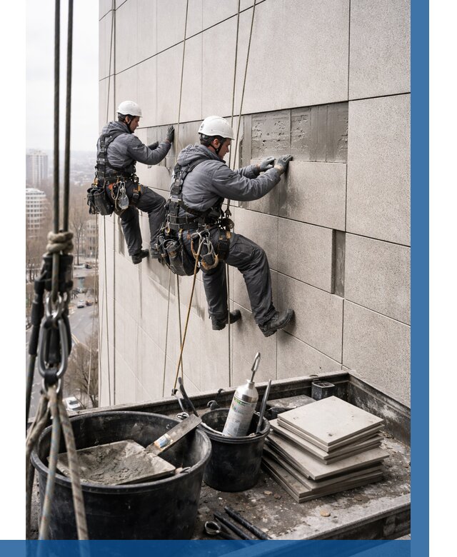 Ремонт фасада из керамогранита в Пскове от 2538 р. | ВЫСОТНИК-Пск