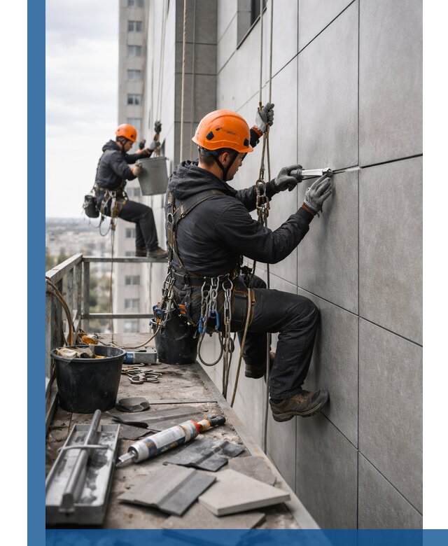 Профессиональный ремонт фасада из керамогранита в Пскове