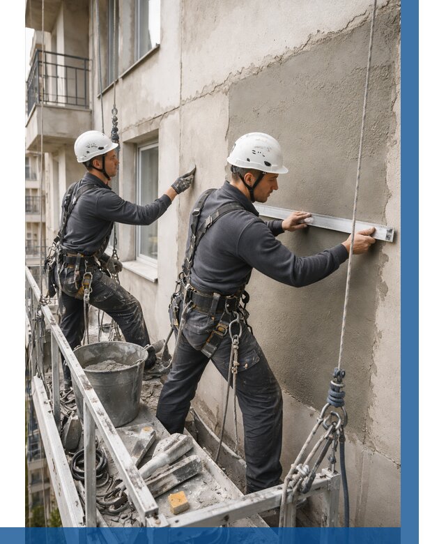 Штукатурка фасада на высоте в Пскове от 914 р. | ВЫСОТНИК-Пск