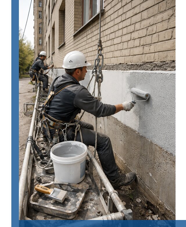 Окраска цоколя здания в Пскове профессионально и надежно