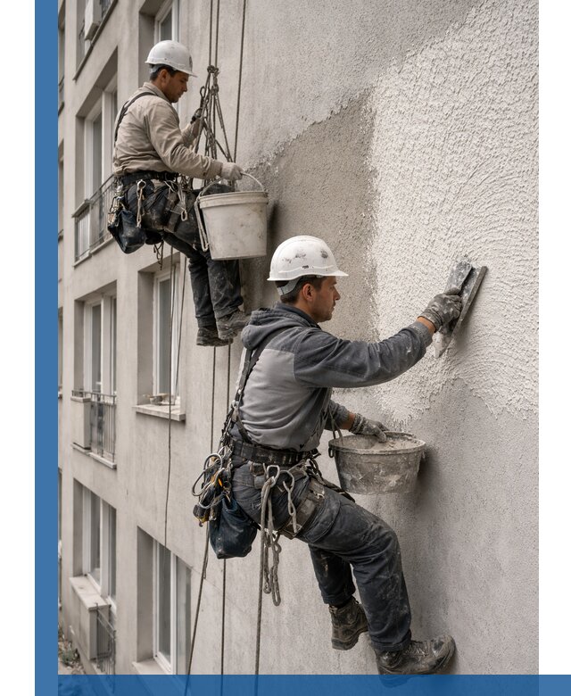 Нанесение декоративной штукатурки короед на фасад в Пскове