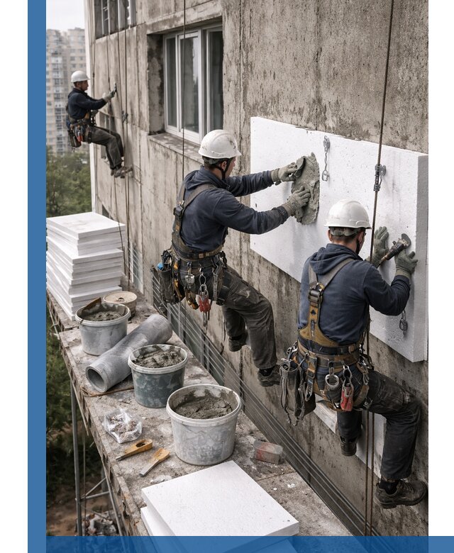 Утепление фасада пенополистиролом в Пскове под ключ