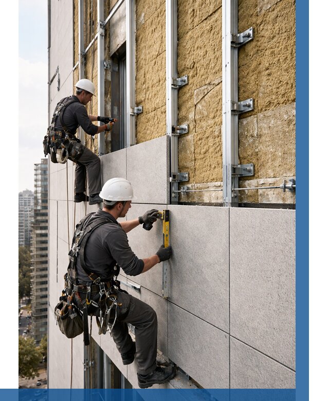 Монтаж вентилируемого фасада в Пскове от 3553 р. | ВЫСОТНИК-Пск