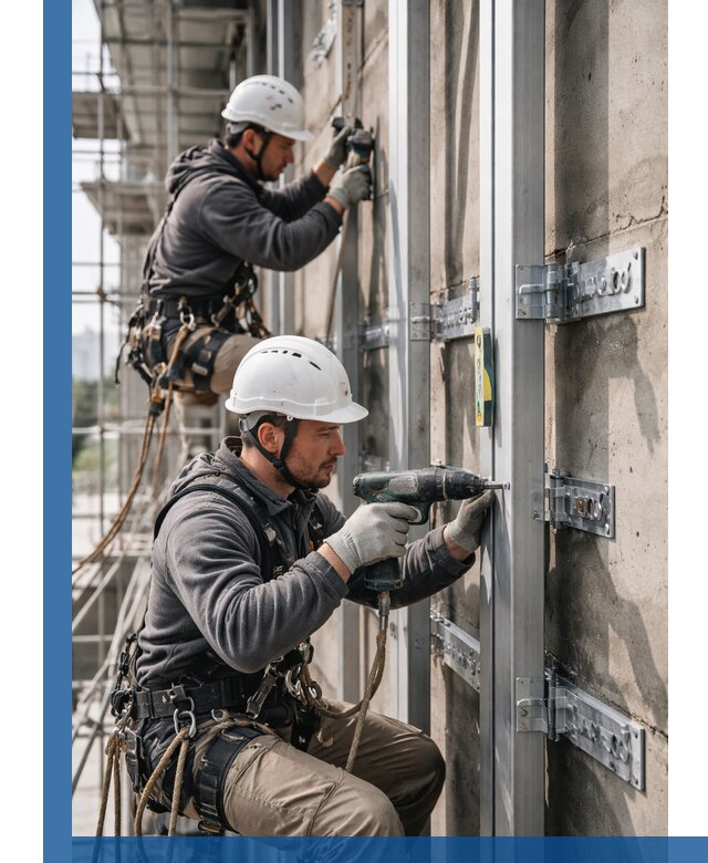 Монтаж и крепление подсистемы вентфасада в Пскове