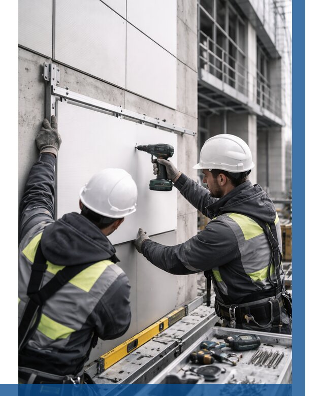 Монтаж композитных панелей фасада в Пскове от 2538 р. | ВЫСОТНИК-Пск