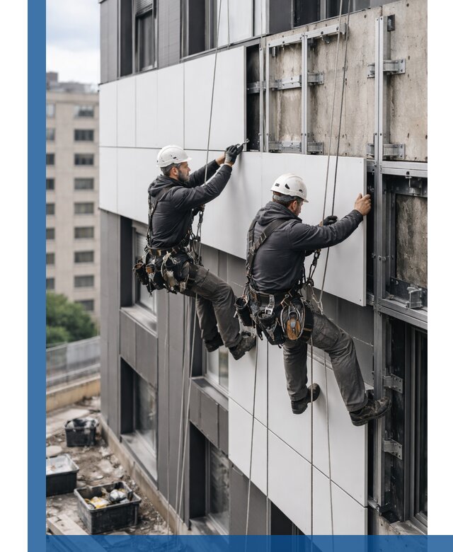 Монтаж композитных панелей фасада в Пскове под ключ