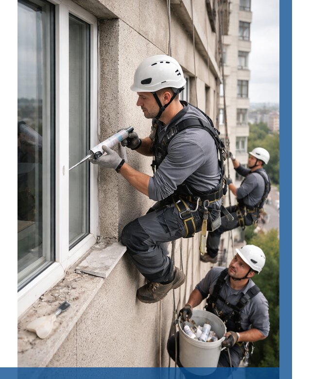 Герметизация оконных швов снаружи в Пскове от 1523 р. | ВЫСОТНИК-Пск