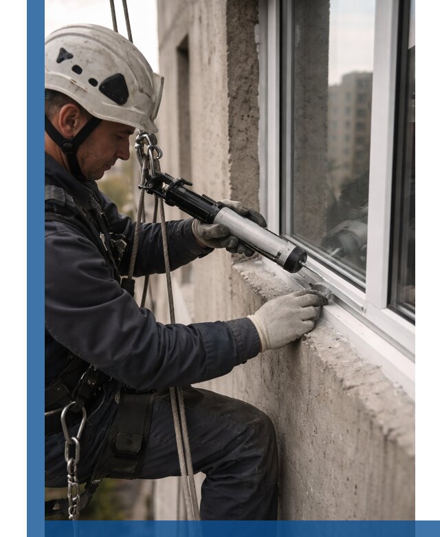 Герметизация оконных швов снаружи в Пскове профессионально