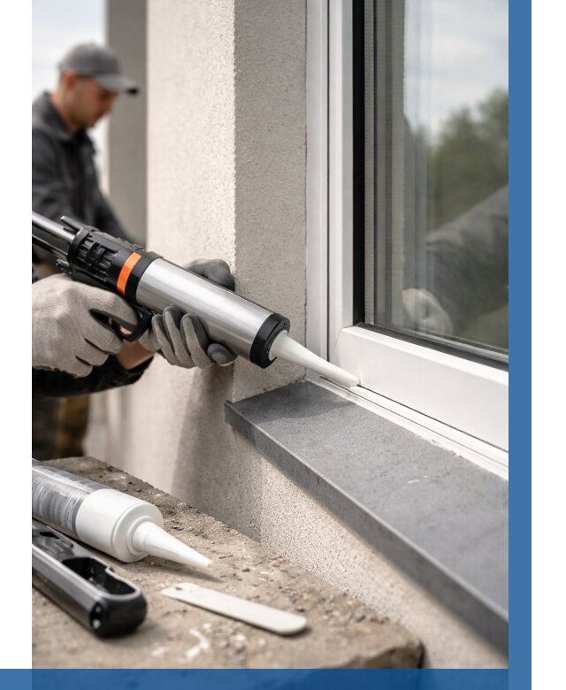 Герметизация монтажных швов окон в Пскове от 660 р. | ВЫСОТНИК-Пск