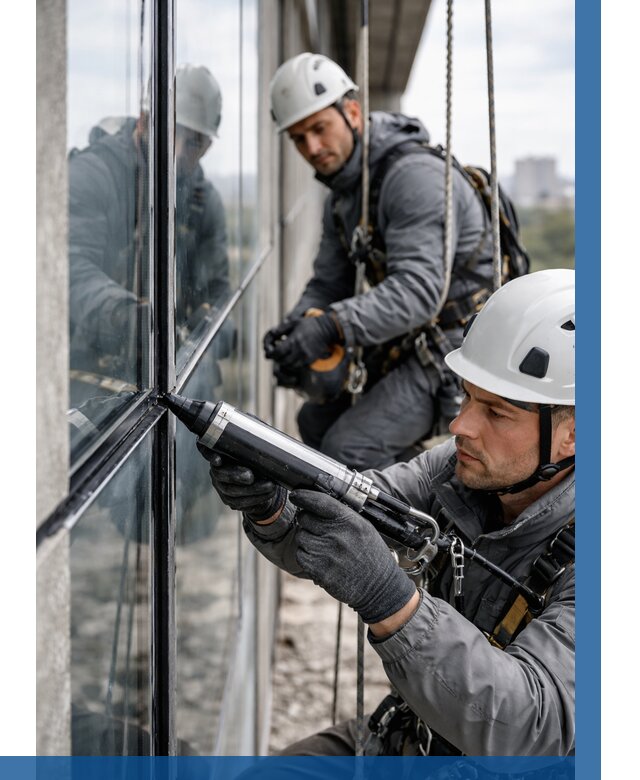 Герметизация витражных швов в Пскове от 660 р. | ВЫСОТНИК-Пск