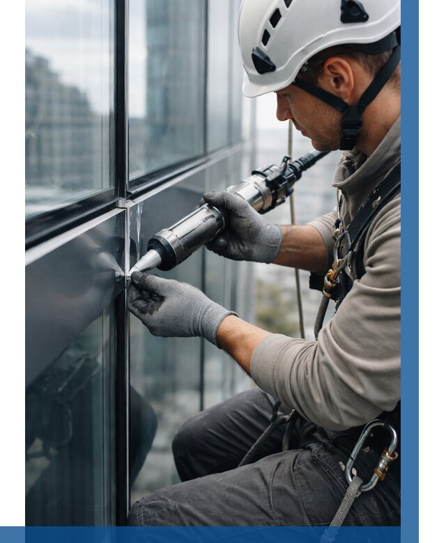 Герметизация стыков витража в Пскове от 1218 р. | ВЫСОТНИК-Пск