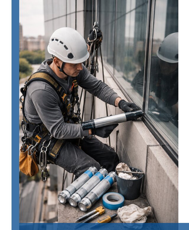 Герметизация стыков витража в Пскове для герметичных фасадов