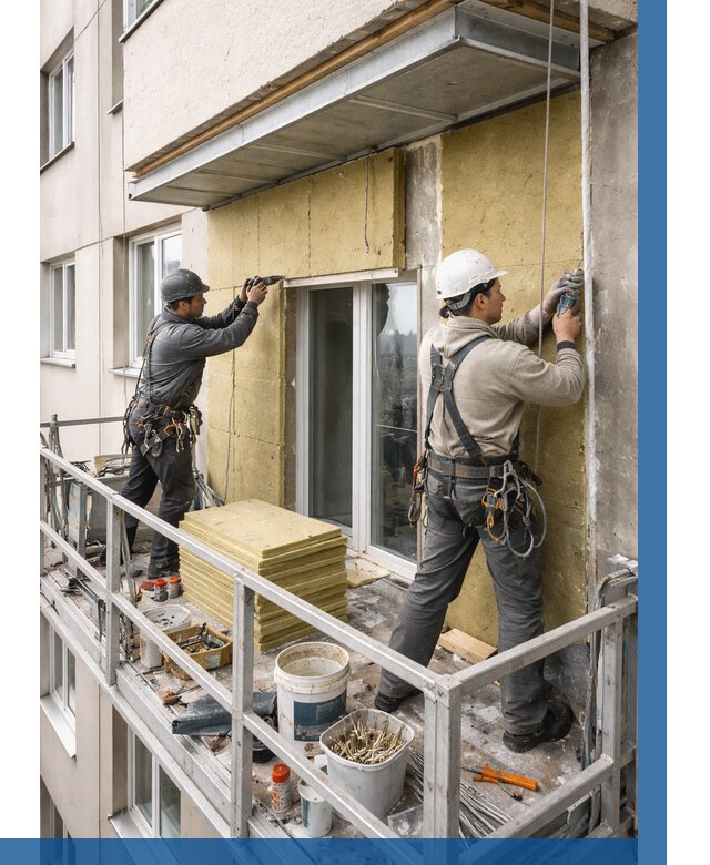 Утепление балкона снаружи в Пскове от 1624 р. под ключ ВЫСОТНИК-Пск