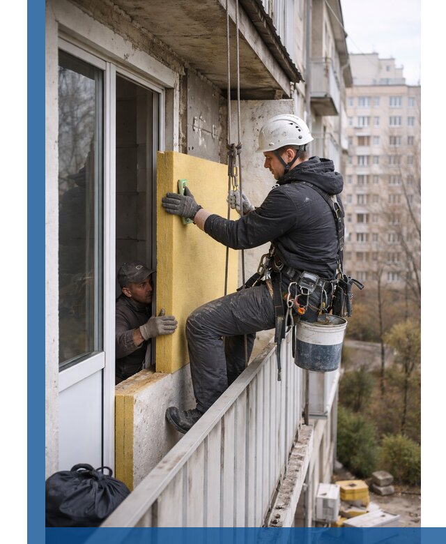 Профессиональное утепление балкона снаружи в Пскове под ключ
