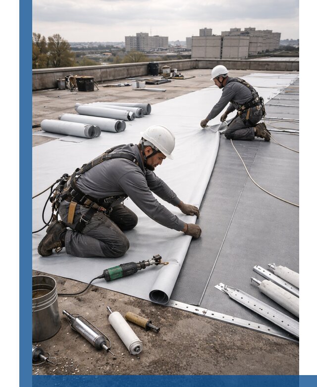 Монтаж мембранной кровли в Пскове для промышленных зданий