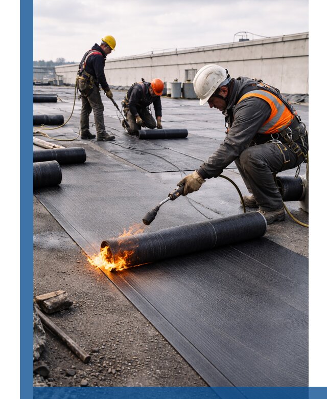 Монтаж наплавляемой кровли в Пскове профессионально