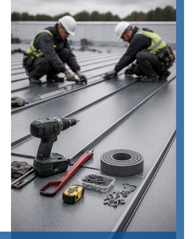 Монтаж фальцевой кровли в Пскове от 1827 р. | ВЫСОТНИК-Пск