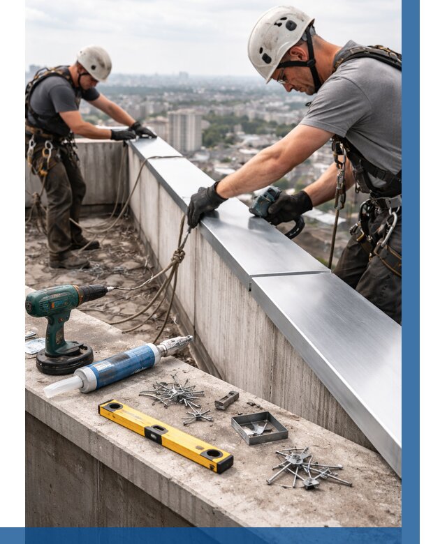 Монтаж парапетных крышек в Пскове от 812 р. | ВЫСОТНИК-Пск