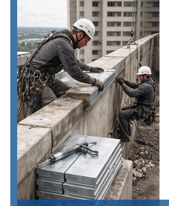 Замена парапетных крышек и установка новых в Пскове