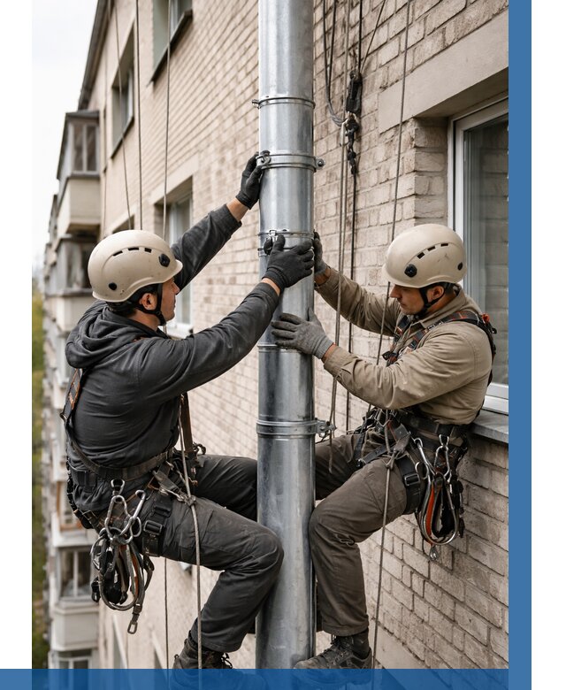 Замена водосточных труб в Пскове от 6598 р. | ВЫСОТНИК-Пск