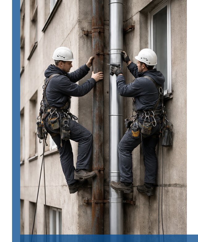 Замена водосточных труб в Пскове: монтаж и демонтаж под ключ