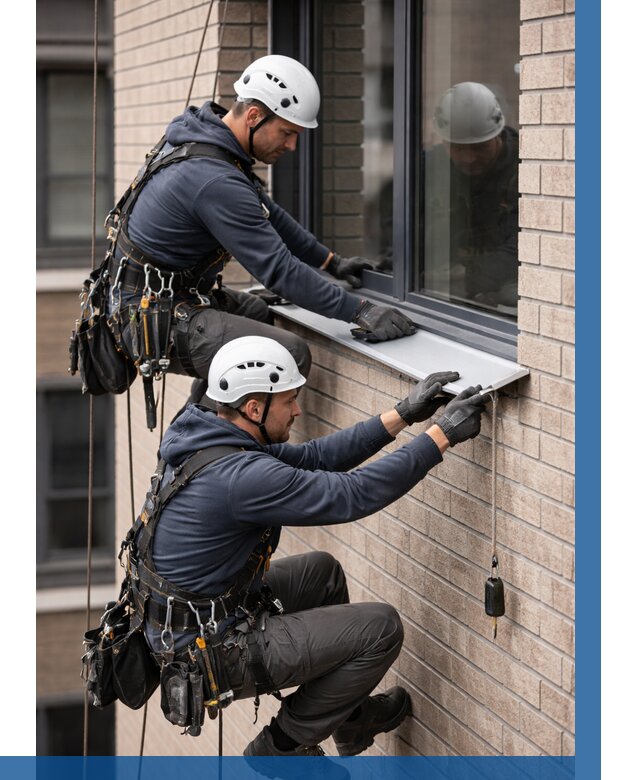 Монтаж оконных отливов под ключ в Пскове от 3553 р. | ВЫСОТНИК-Пск