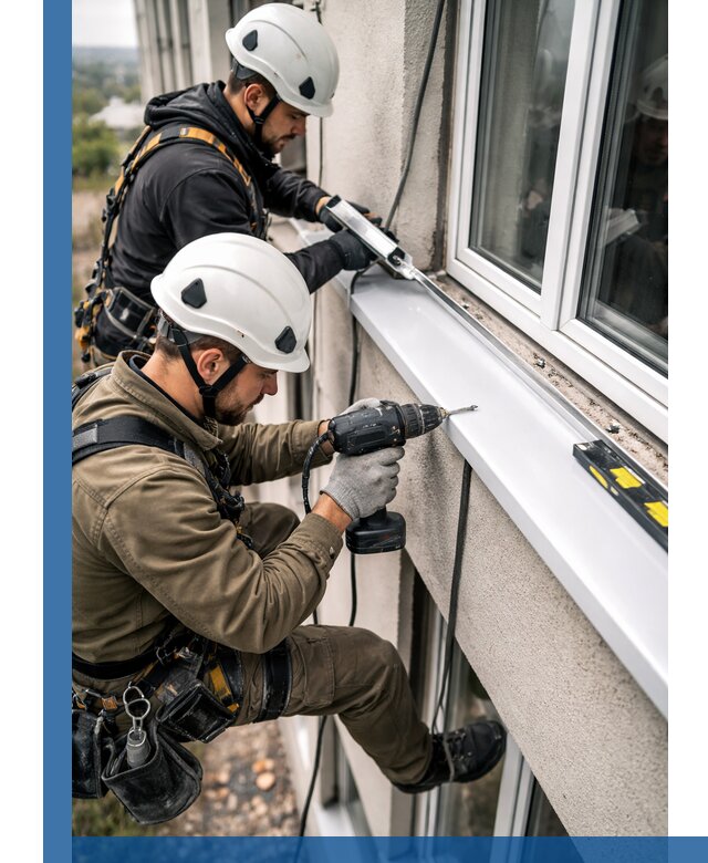 Профессиональный монтаж оконных отливов и отведения воды в Пскове