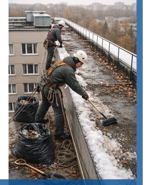 Очистка кровли по периметру в Пскове от 558 р. | ВЫСОТНИК-Пск