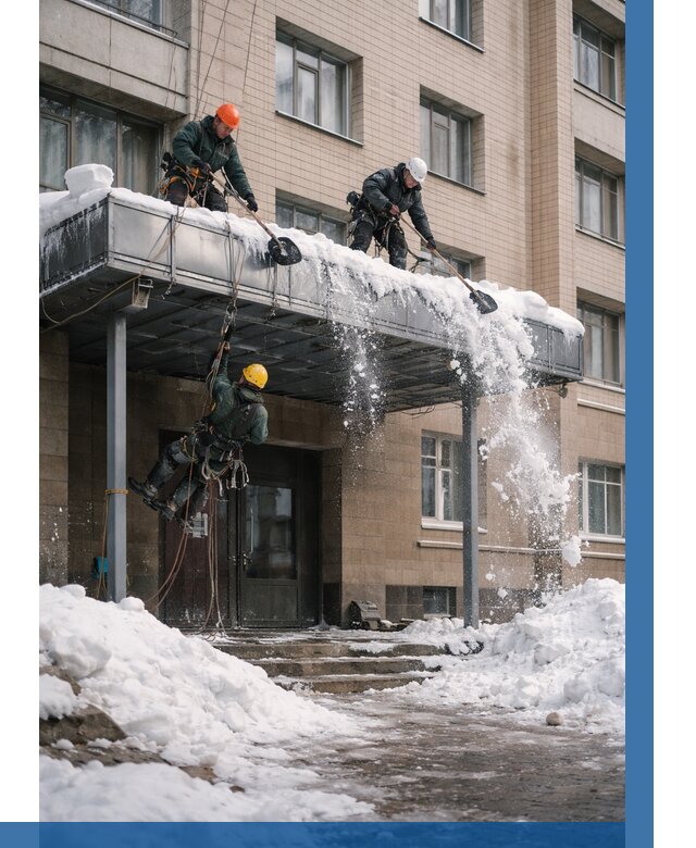 Очистка козырьков от снега в Пскове от 3553 р. | ВЫСОТНИК-Пск