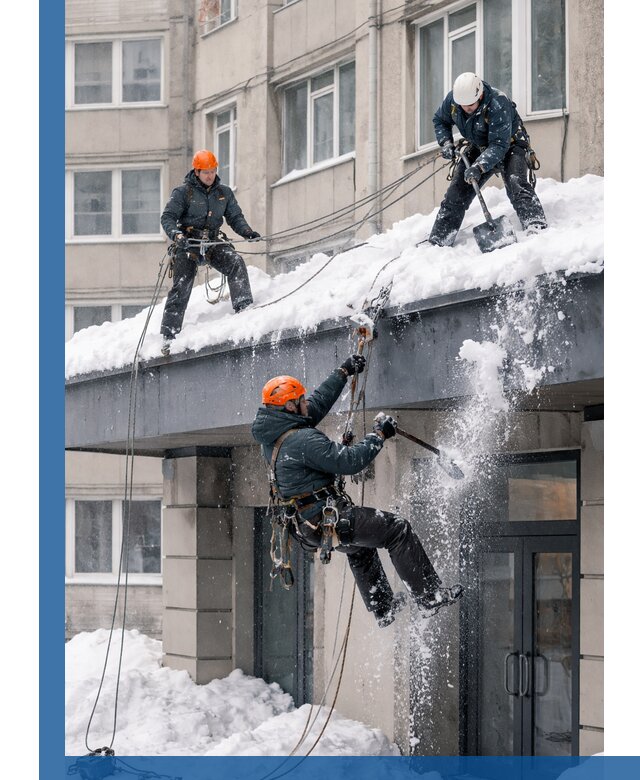 Безопасная очистка навесов от снега в Пскове круглогодично