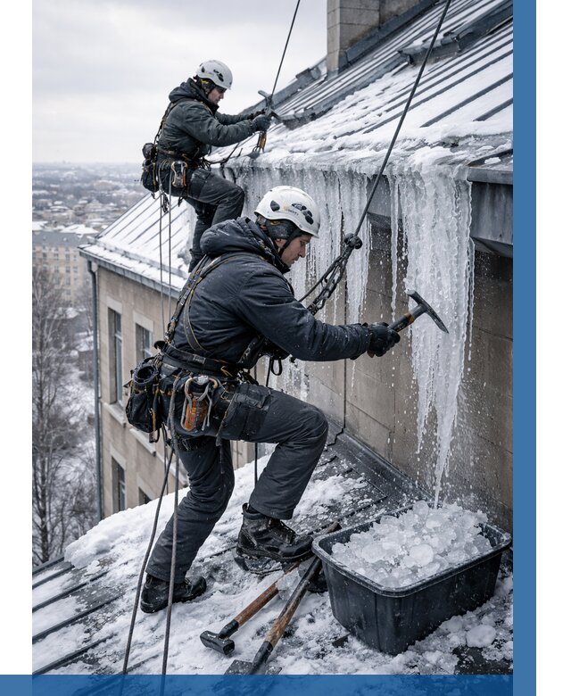 Удаление наледи с кровли в Пскове от 5583 р. | ВЫСОТНИК-Пск