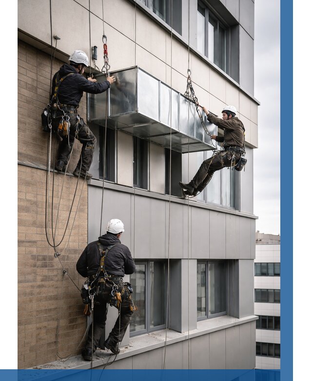 Монтаж воздуховодов на фасаде в Пскове от 1523 р. | ВЫСОТНИК-Пск