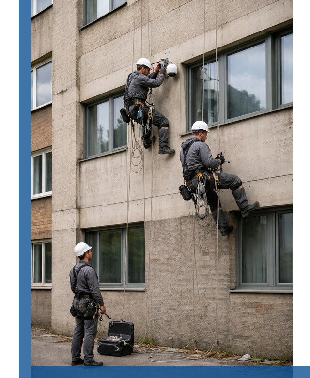 Монтаж фасадных камер видеонаблюдения в Пскове под ключ