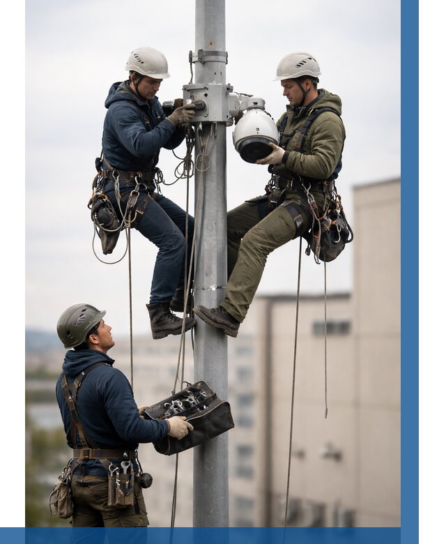 Установка видеокамер на мачте в Пскове от 8628 р. | ВЫСОТНИК-Пск