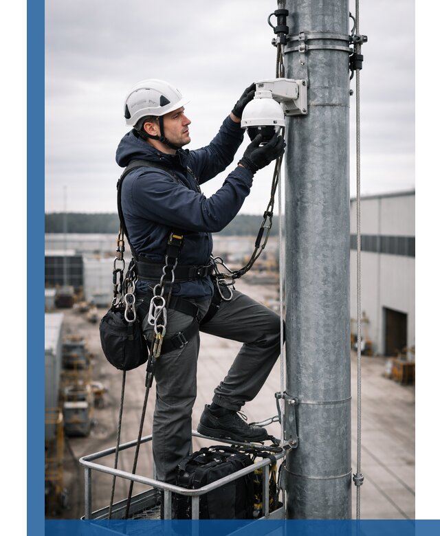 Профессиональная установка видеокамер на мачте в Пскове