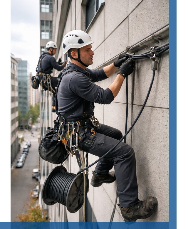 Прокладка кабеля по фасаду в Пскове от 355 р. | ВЫСОТНИК-Пск