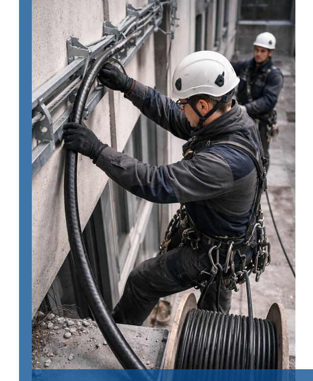 Протяжка кабеля питания на высоте в Пскове с гарантией безопасности и качества