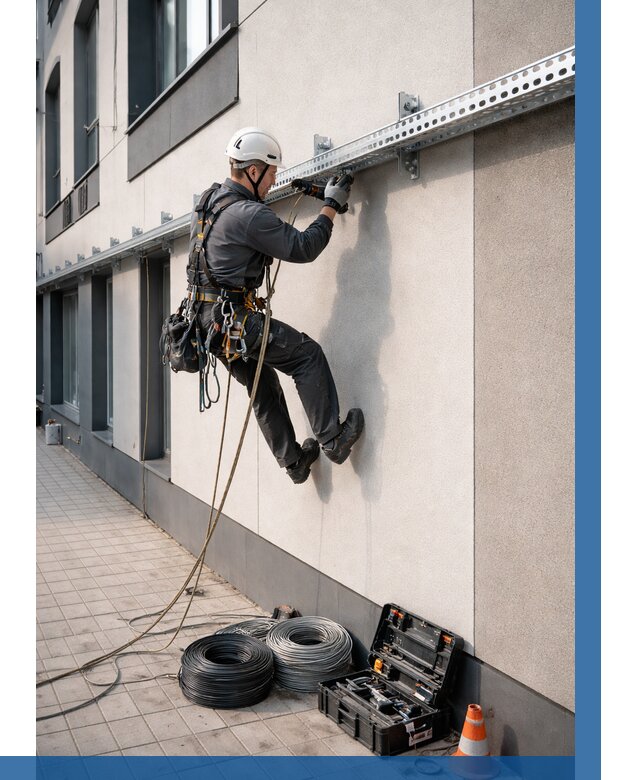 Монтаж кабельных лотков на фасаде в Пскове от 1218 р. | ВЫСОТНИК-Пск