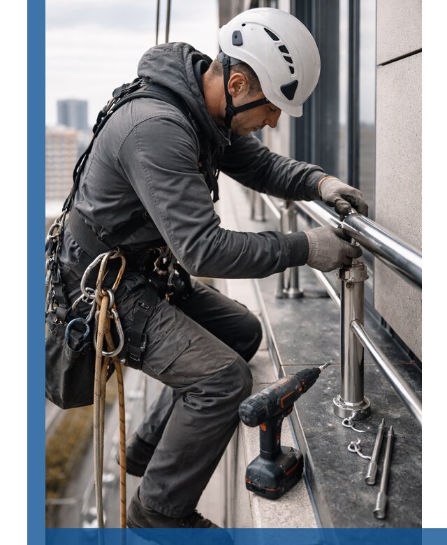 Монтаж ограждений на высоте в Пскове для зданий и конструкций