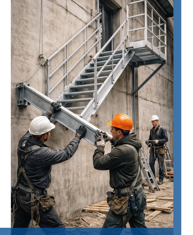 Монтаж металлических лестниц в Пскове от 15225 р. | ВЫСОТНИК-Пск