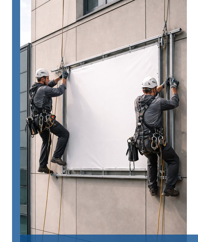 Монтаж наружной рекламной вывески в Пскове под ключ