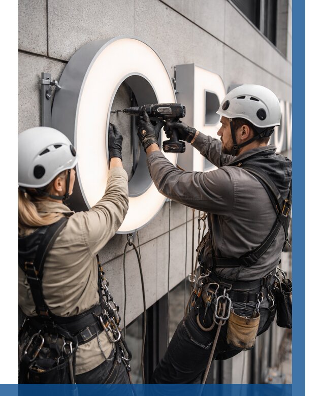 Монтаж световых букв в Пскове от 3045 р. под ключ ВЫСОТНИК-Пск