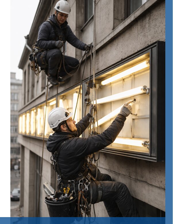 Замена ламп в вывеске в Пскове под ключ от 3553 р. | ВЫСОТНИК-Пск